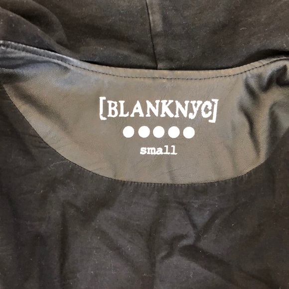 Black vegan leather and jersey moto jacket - Picture 5 of 6